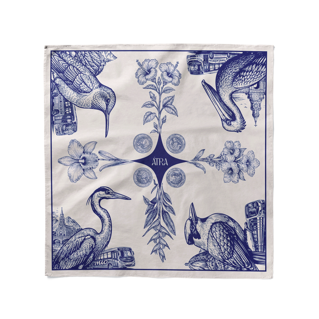 Pañoleta Cartografía Sagrada Azul