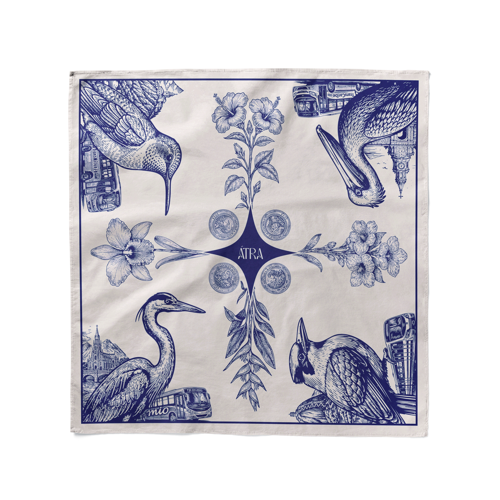 Pañoleta Cartografía Sagrada Azul